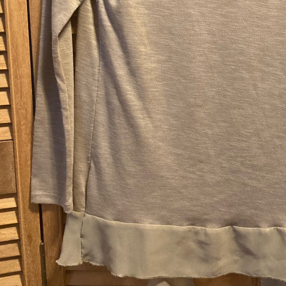 Metaphor Tan Open Front Chiffon Trim Cardigan - Picture 12 of 12